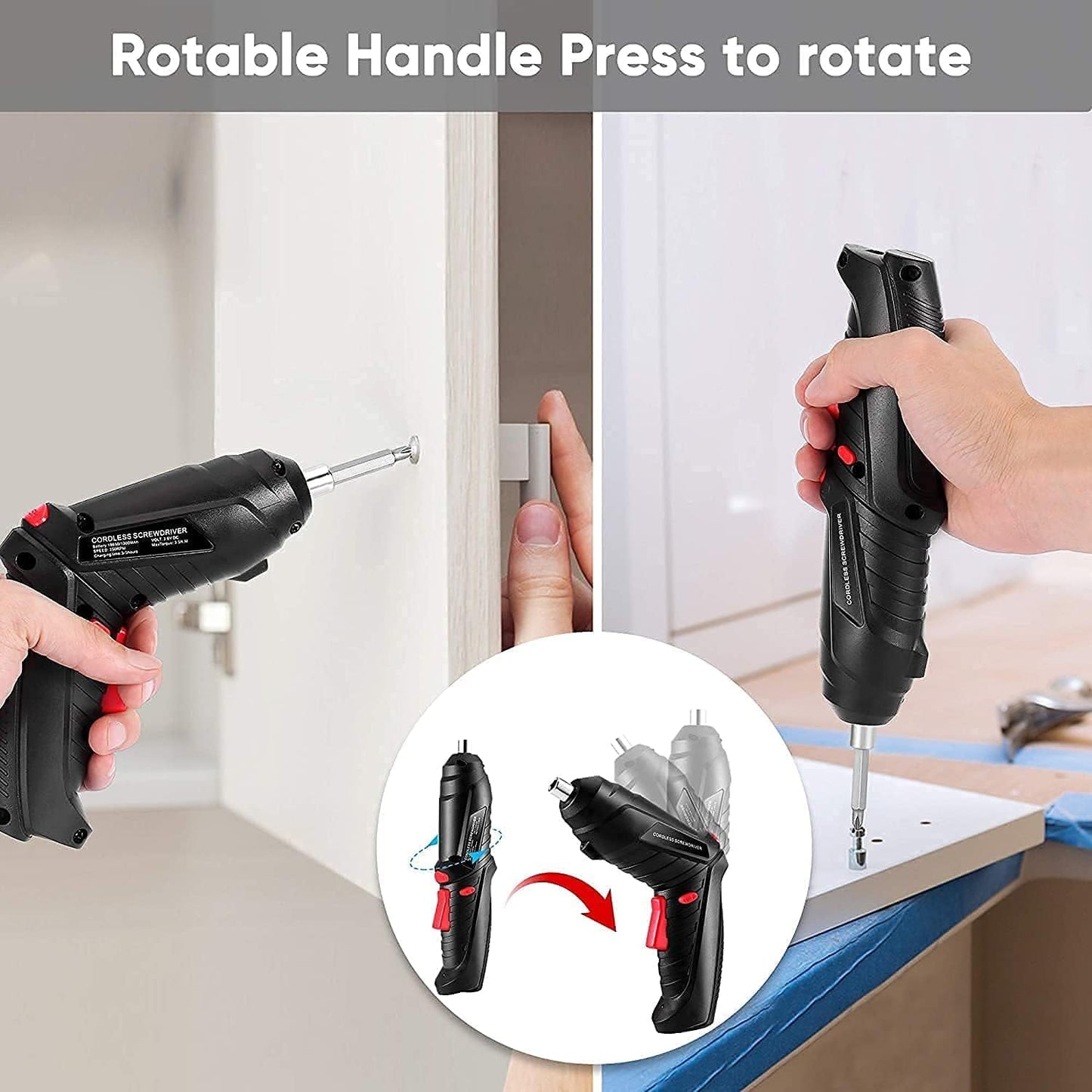 47 in 1 Cordless Electric Screwdriver Set, 3.6V Battery Powered Screwdriver Kit Including 46pcs Bits