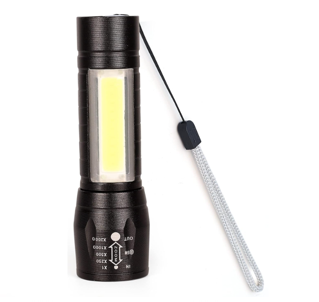 Mini Rechargeable Pocket Light Zoom COB USB Charging Led Water Proof Torch  (Black, 12 cm, Rechargeable)
