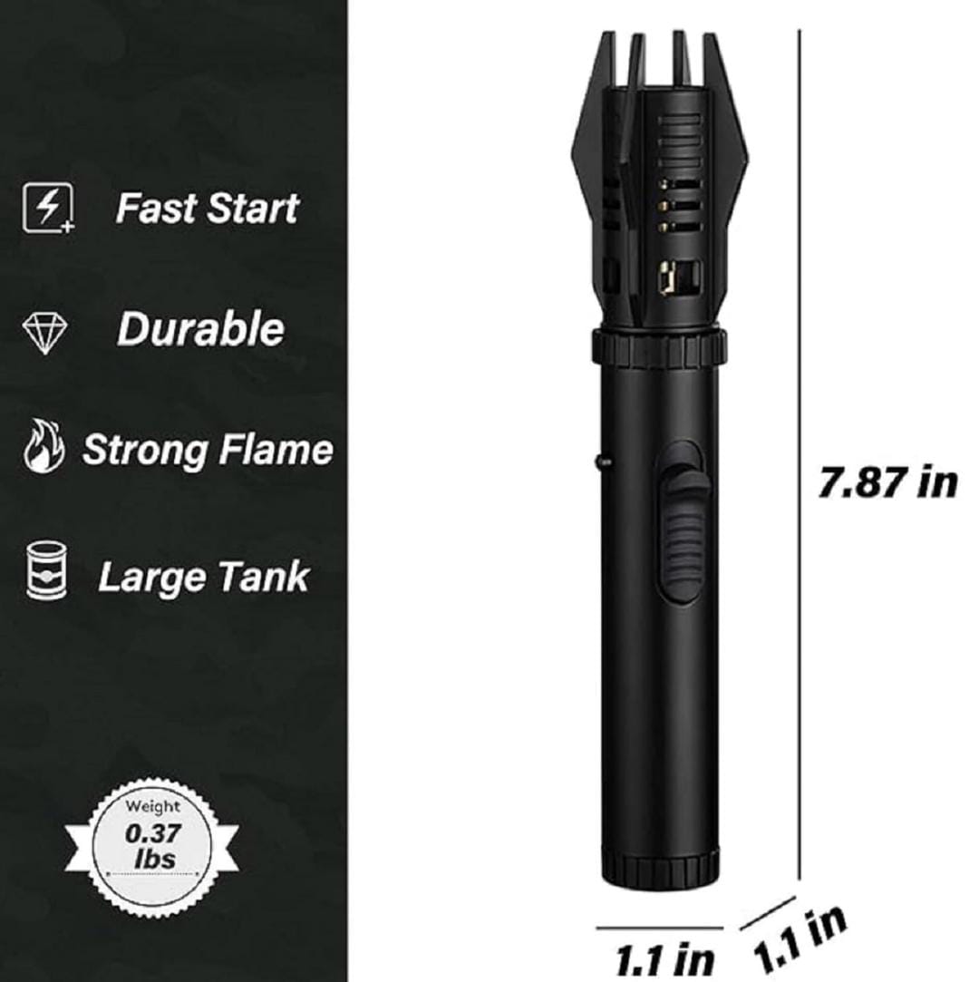 Torch Lighter| Bright Fire Lighter with Safety Lock and Adjustable Red/Blue Flame| Refillable Butane Gas  for Candles Campfires BBQ Baking| Camping