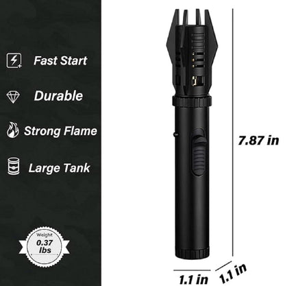 Torch Lighter| Bright Fire Lighter with Safety Lock and Adjustable Red/Blue Flame| Refillable Butane Gas  for Candles Campfires BBQ Baking| Camping