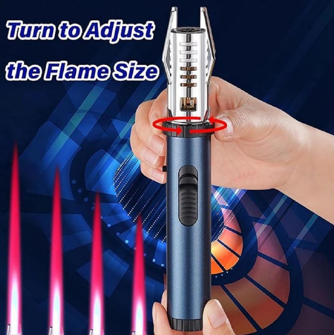 Torch Lighter| Bright Fire Lighter with Safety Lock and Adjustable Red/Blue Flame| Refillable Butane Gas  for Candles Campfires BBQ Baking| Camping