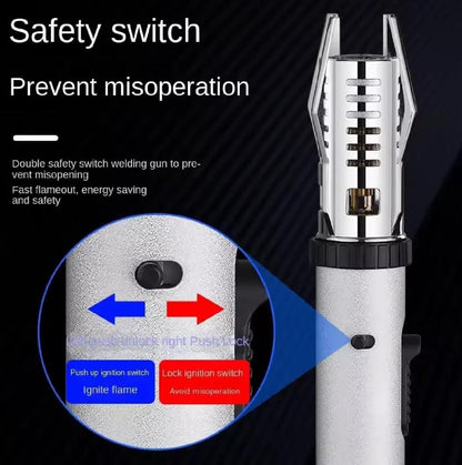 Torch Lighter| Bright Fire Lighter with Safety Lock and Adjustable Red/Blue Flame| Refillable Butane Gas  for Candles Campfires BBQ Baking| Camping