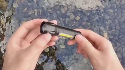 Mini Rechargeable Pocket Light Zoom COB USB Charging Led Water Proof Torch  (Black, 12 cm, Rechargeable)